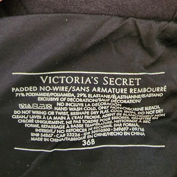 Victoria's Secret padded no wire bra 36B black - Picture 5 of 5